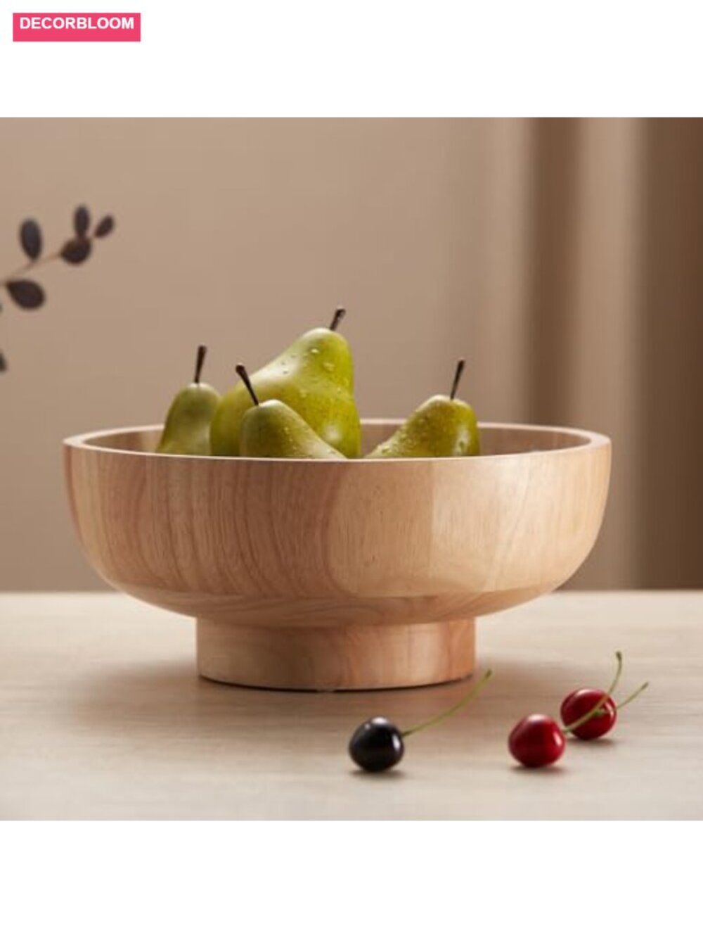 12 Inch Wood Fruit Bowl Natural Wood Rustic Farmhouse Kitchen Counter - Picture 1 of 5
